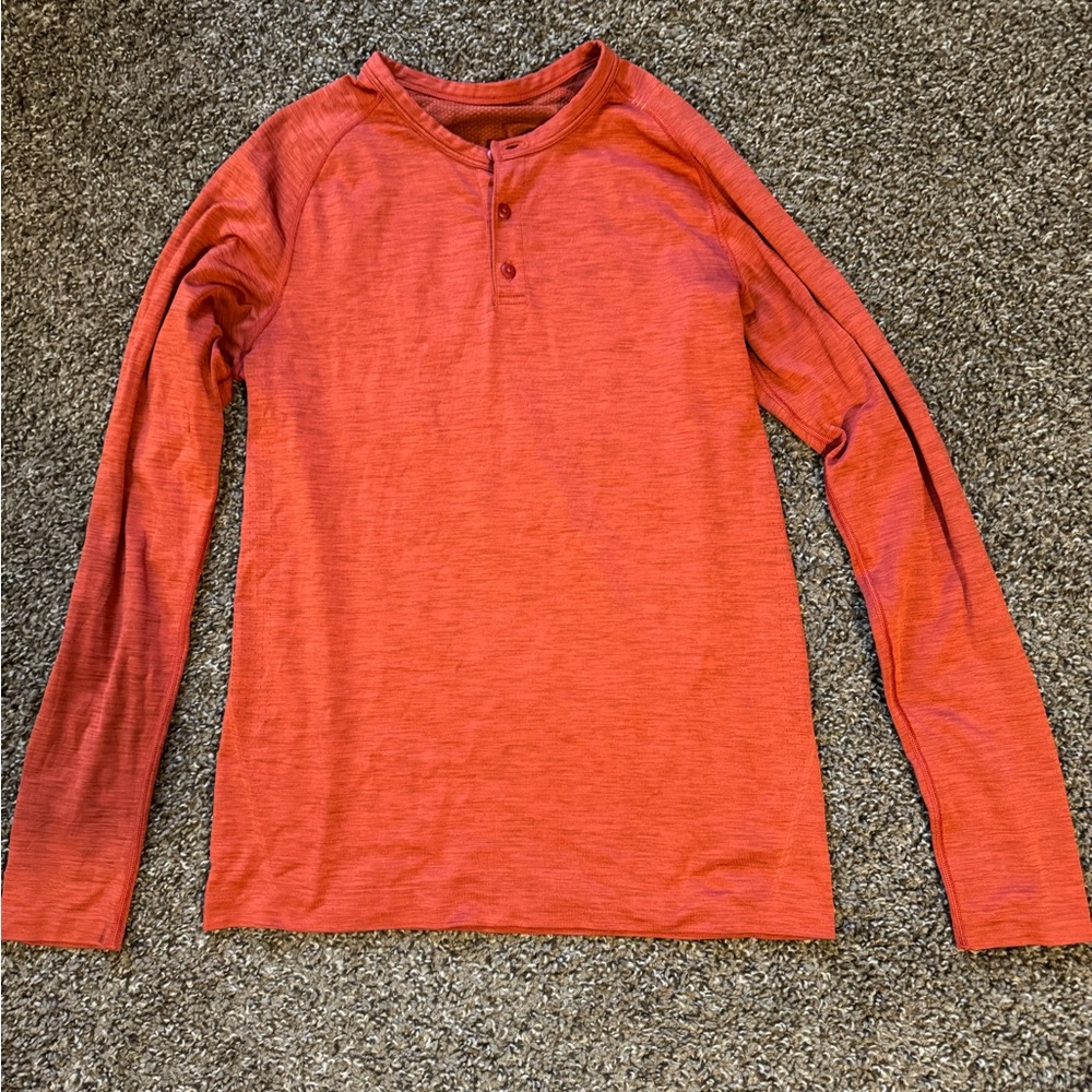 Men's Orange Lululemon button Shirt